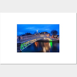 The Ha'penny Bridge By Night Posters and Art